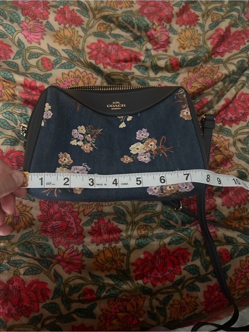 Coach Denim Floral Crossbody with Navy Trim - Picture 8 of 8